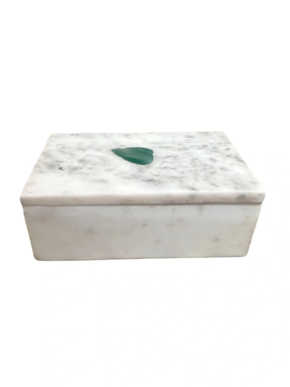 NEW Two's Company Tozai WHITE MARBLE BOXES SET WITH AGATE - Green
